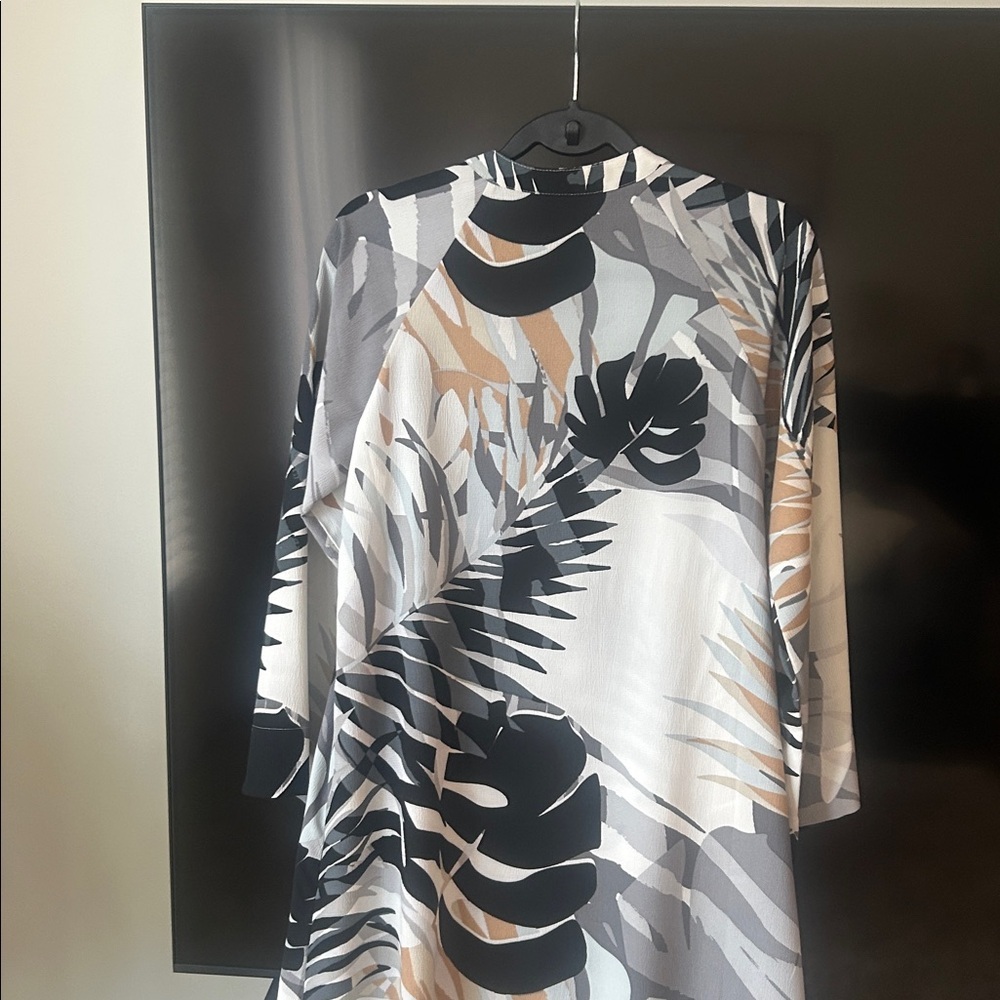 Natori Palm Leaf Caftan Dress Size S Tropical Resort Maxi Coverup Lounge - Picture 8 of 16